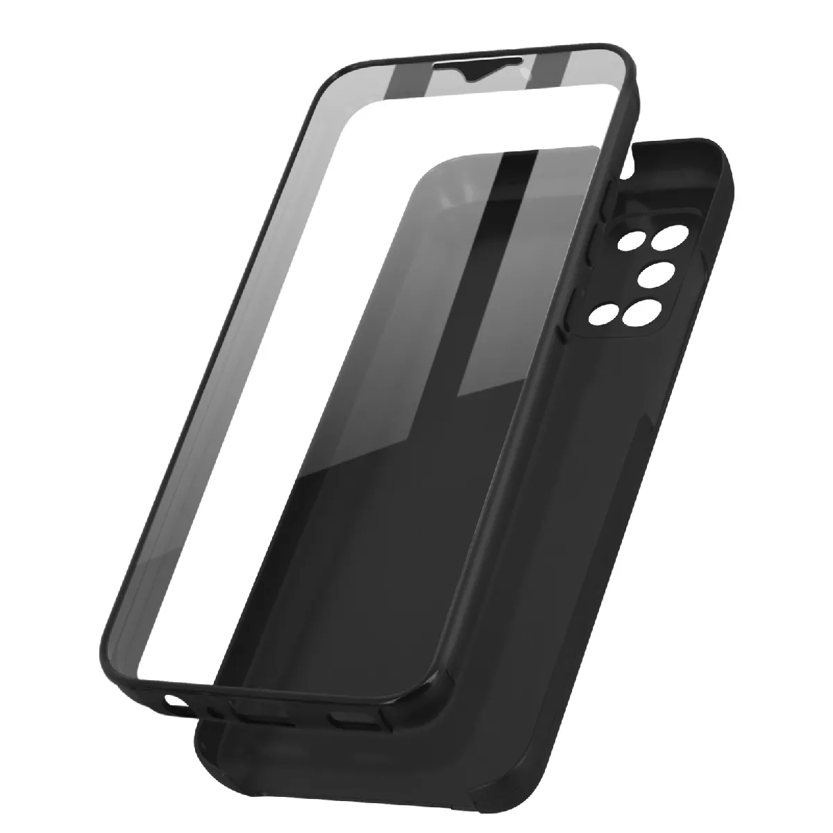 Coque Pour Samsung Galaxy A02s Arrière Rigide Et Avant Souple Noir