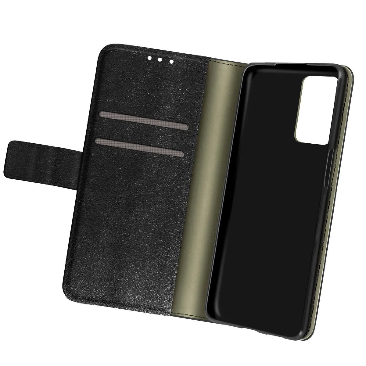 Housse Pour Oppo A74 5g Et A54 5g Aspect Grainé Clapet Portefeuille Stand Vidéo Noir