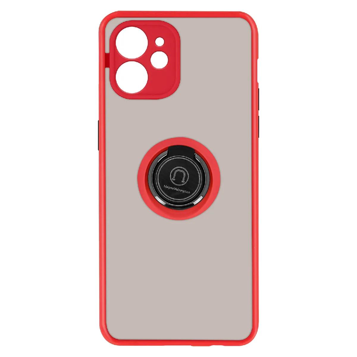 Coque Pour Iphone 11 Antichoc Avec Anneau Magnétique Rotatif Rouge