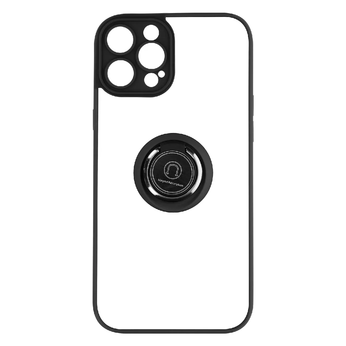 Coque Pour Iphone 14 Pro Bi-matière Bague Métallique Support Vidéo Noir