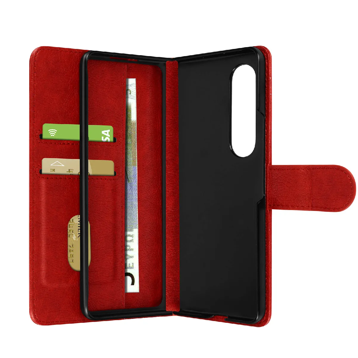 Étui Folio Clapet Pour Galaxy Z Fold 4 Chesterfield Grainé Rouge