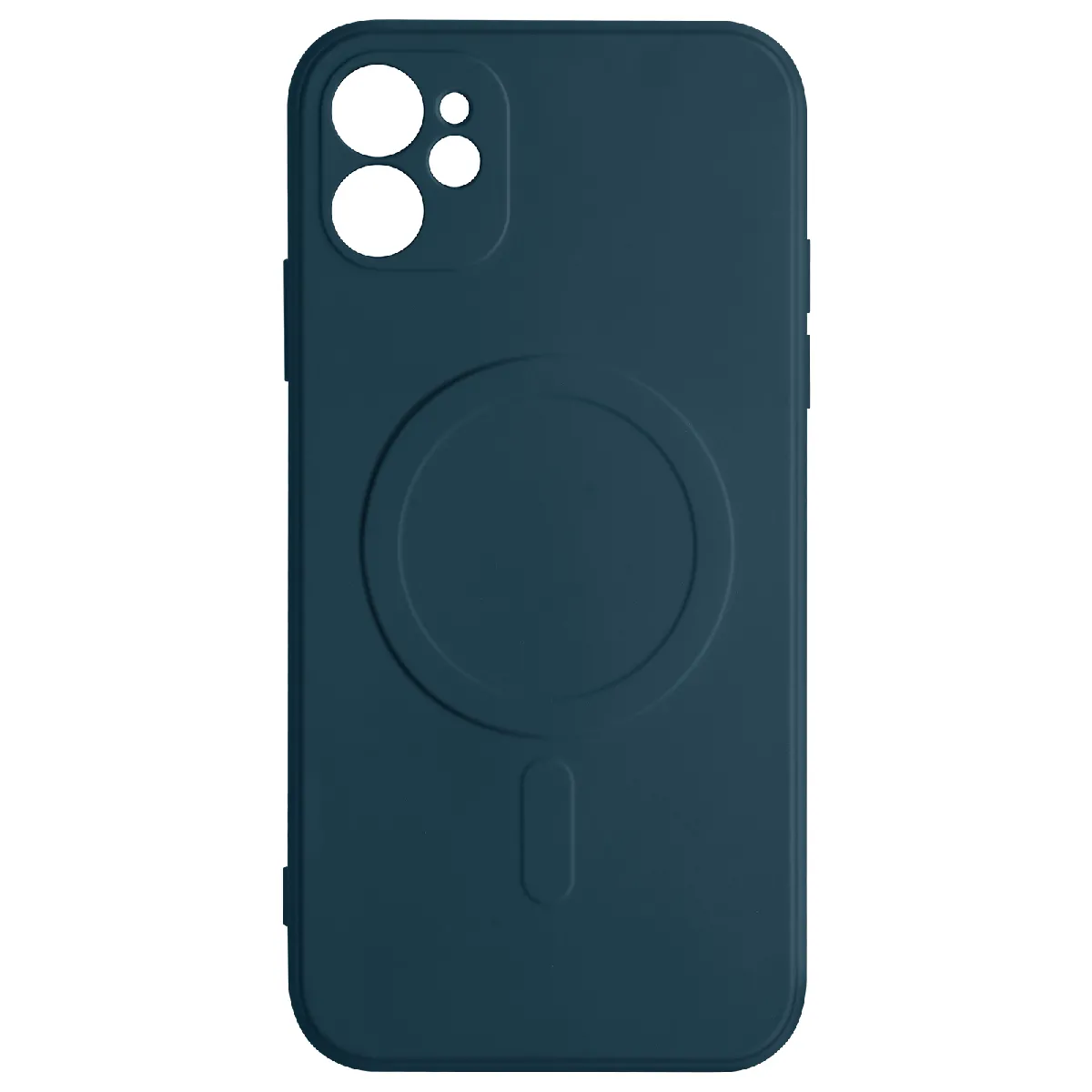 Coque Magsafe Pour Iphone 12 Mini Silicone Intérieur Soft-touch Mag Cover Bleu Nuit