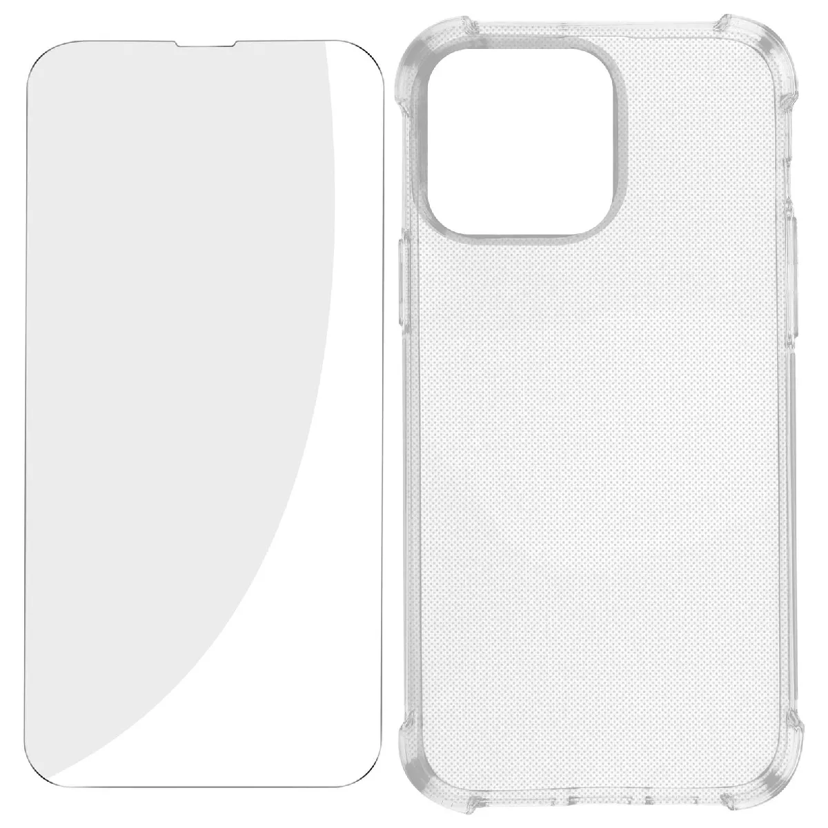 Pack Protection Iphone 14 Pro Max Coque Renforcée + Verre Trempé Transparent