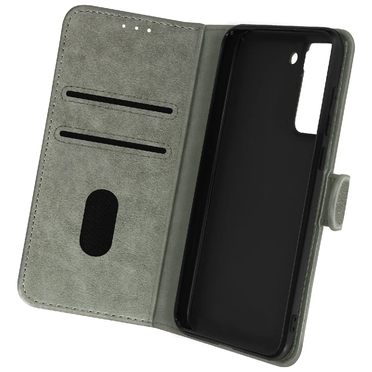 Housse Pour Samsung Galaxy S21 Fe Clapet Portefeuille Fonction Support Vidéo Gris