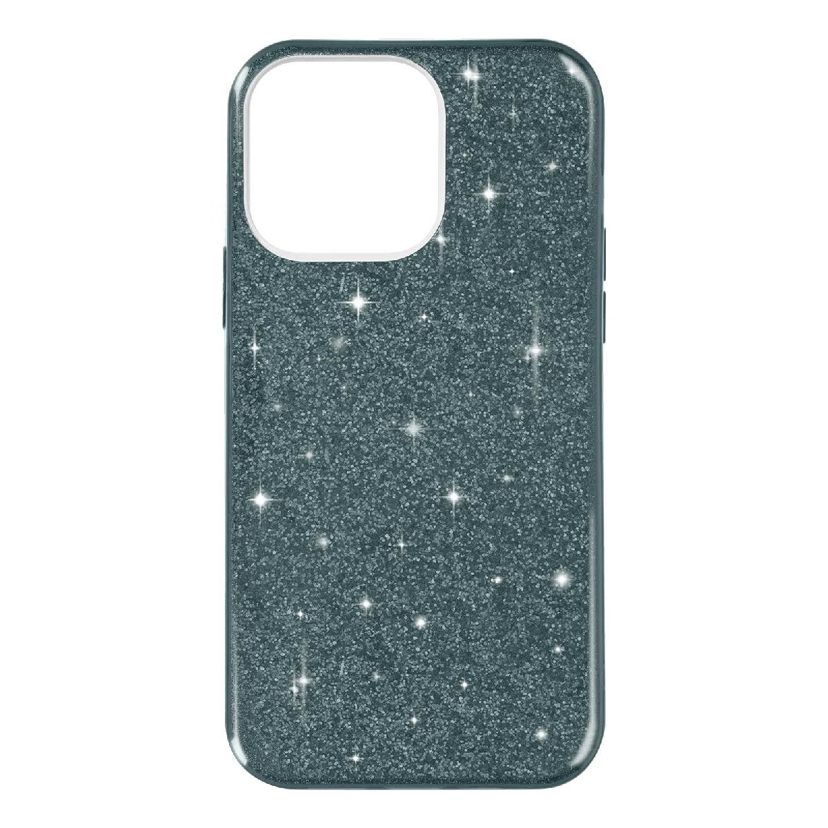 Avizar Coque pour iPhone 14 Pro Paillette Amovible Silicone Semi-rigide Bleu