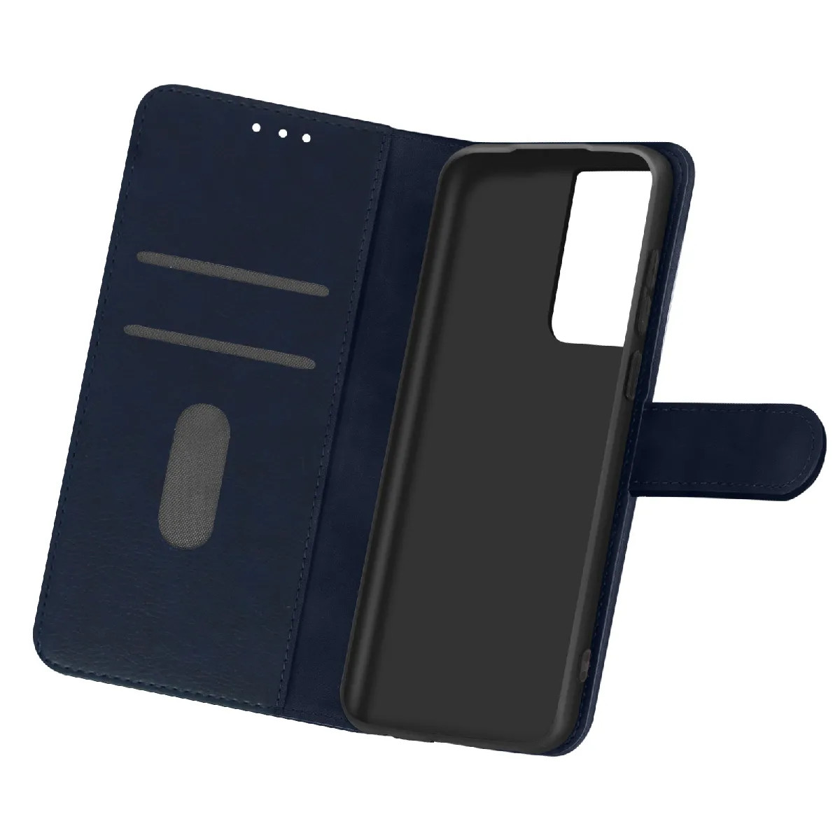 Étui Pour Samsung Galaxy S21 Ultra Clapet Portefeuille Support Vidéo Bleu Nuit