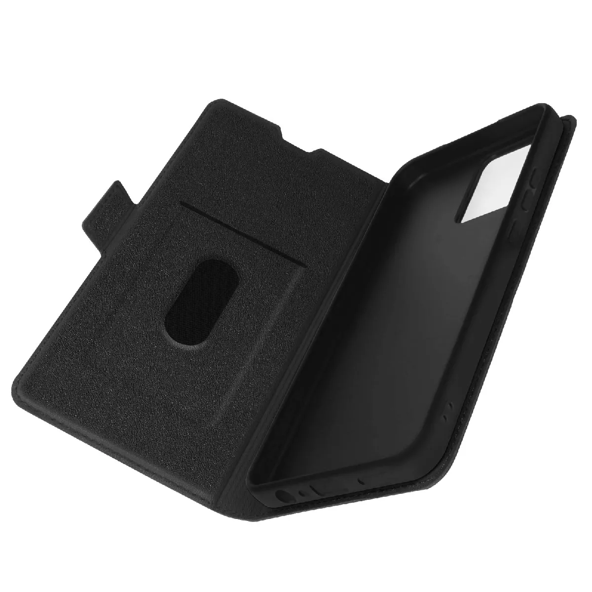 Avizar Étui pour Realme C30 Porte-cartes Support vidéo Double Languette Noir