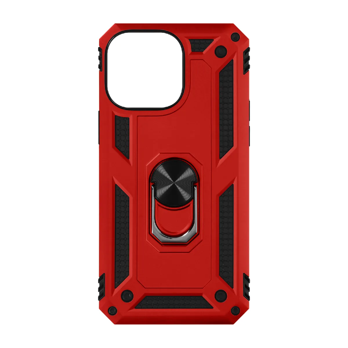 Coque Pour Iphone 14 Pro Max Hybride Bague De Maintien Support Vidéo Rouge