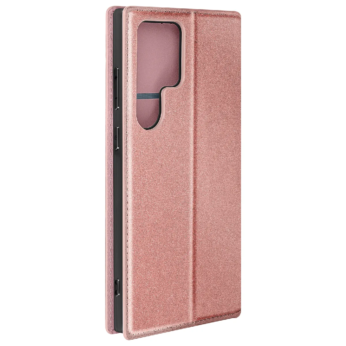 Étui Pour Galaxy S24 Ultra Porte-carte Support Vidéo Clapet Magnétique Rose Champagne