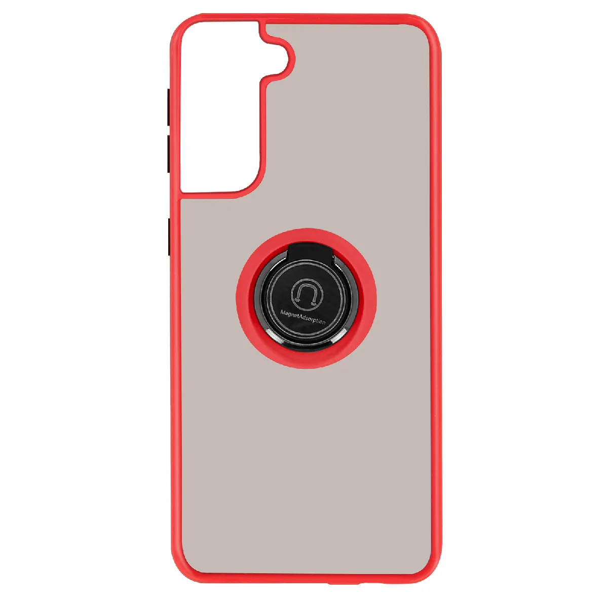 Coque Pour Samsung Galaxy S21 Bi-matière Bague Métallique Fonction Support Rouge
