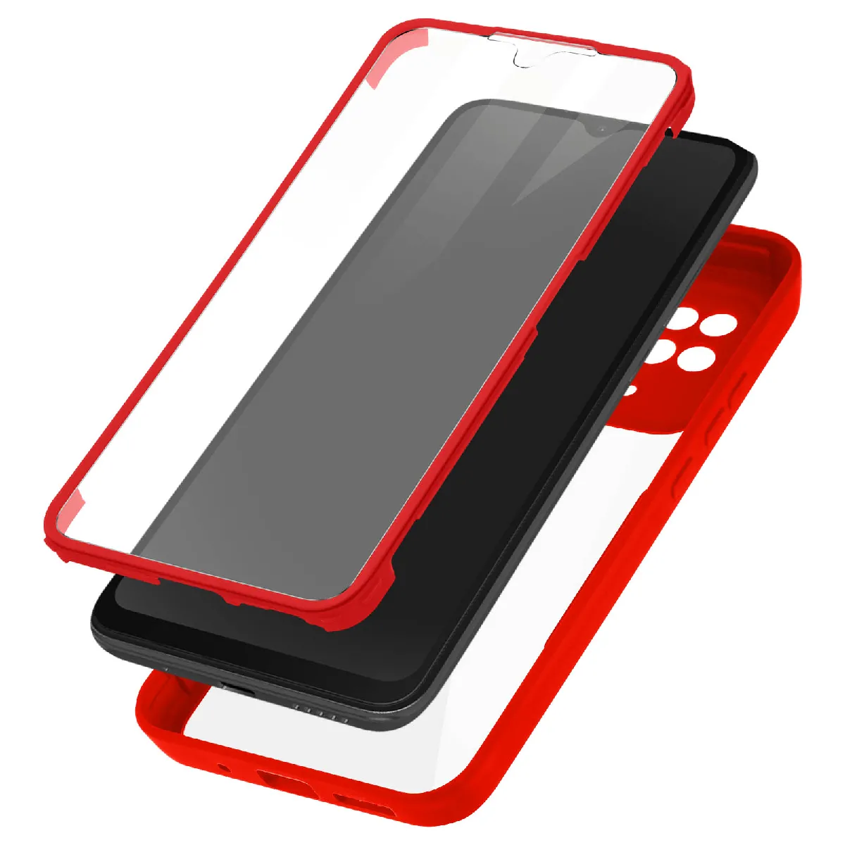 Coque Pour Xiaomi Redmi 10c Dos Plexiglas Et Avant Polymère Contour Rouge