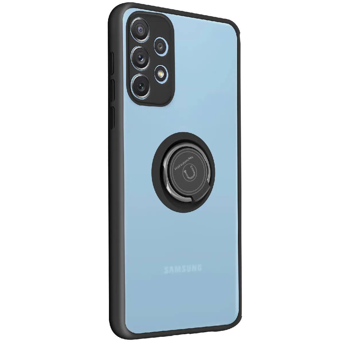 Coque Pour Samsung Galaxy A32 Bi-matière Bague Métallique Support Vidéo Noir