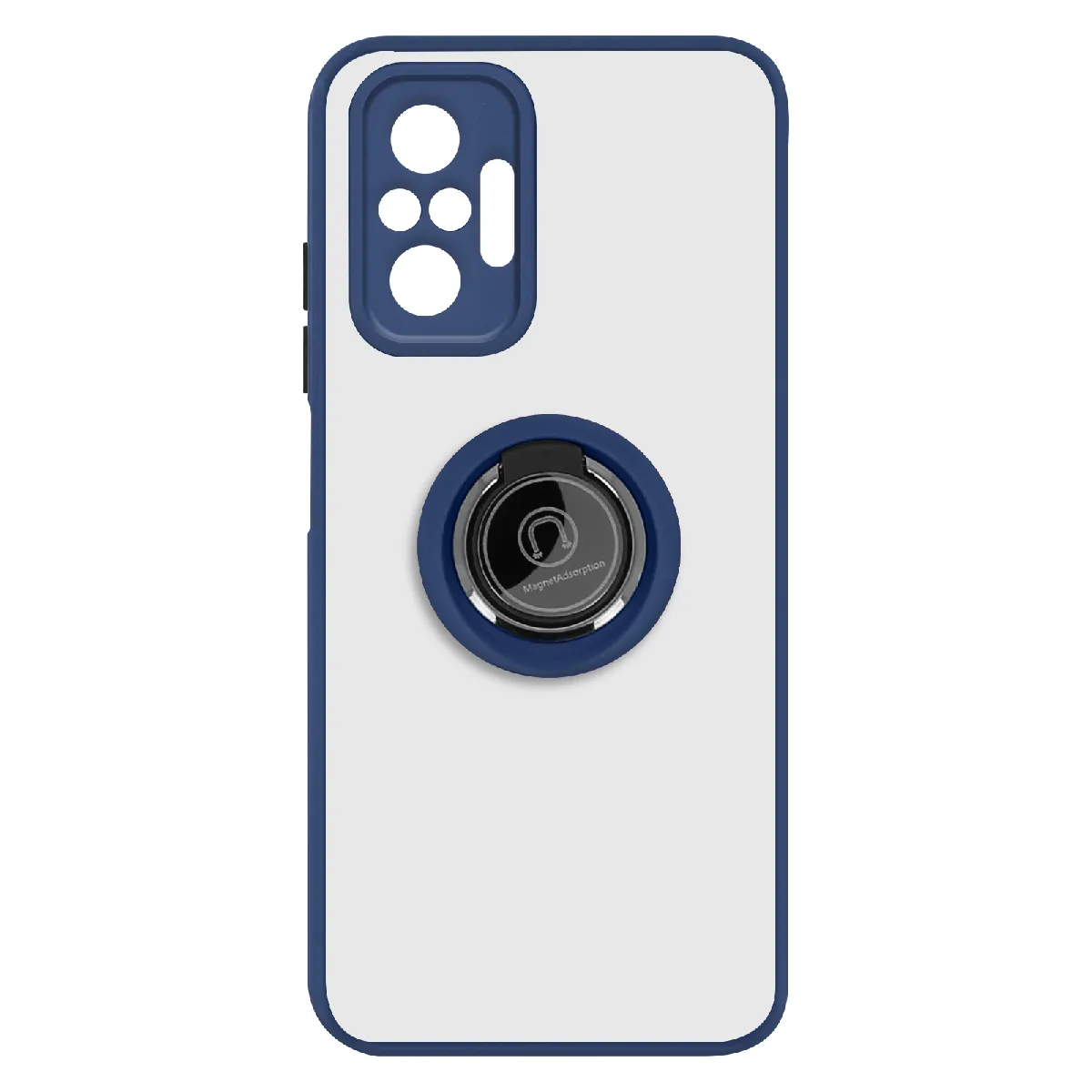 Coque Pour Xiaomi Redmi Note 10 Pro Bi-matière Bague Métallique Support Bleu
