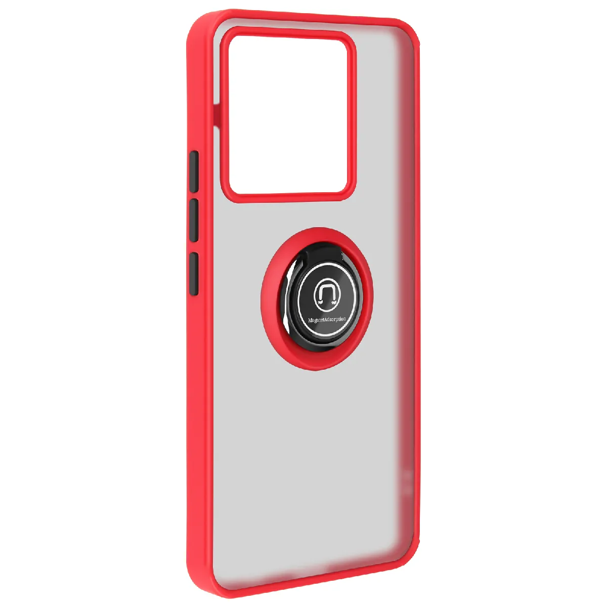 Coque Pour Redmi Note 13 Pro 5g Bague Métallique Fonction Support Rouge