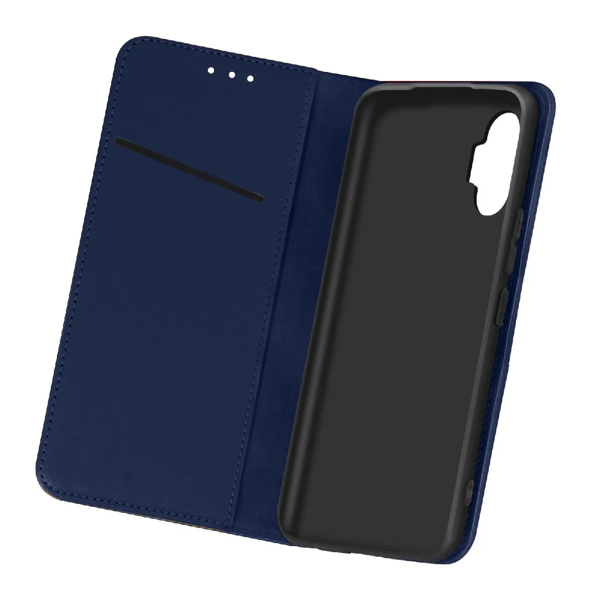 Avizar Étui pour Samsung Galaxy A32 Porte-carte Support Vidéo Cuir Véritable Bleu nuit
