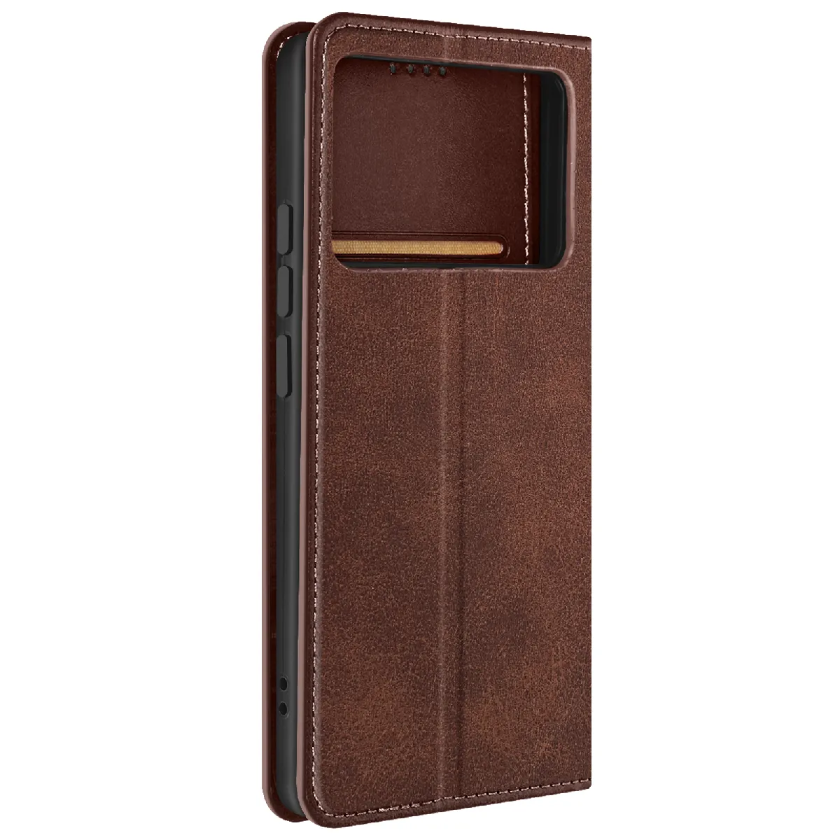Avizar Housse portefeuille pour Xiaomi Poco X6 Pro Clapet magnétique support Marron foncé