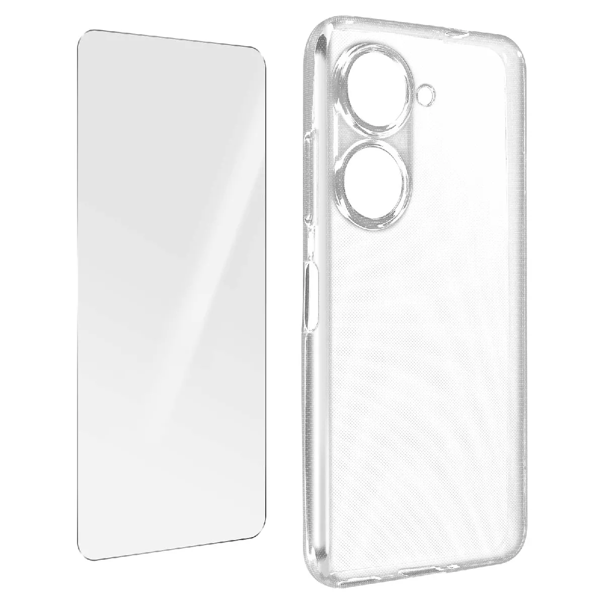 Coque Pour Asus Zenfone 10 Et Zenfone 9 Et Film Verre Trempé 9h Transparent