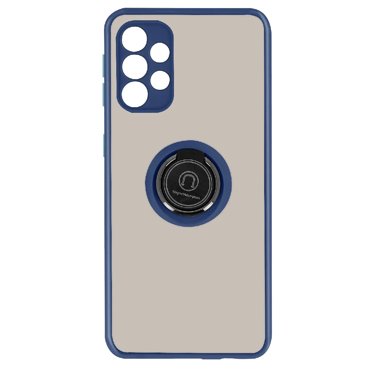 Coque Pour Samsung Galaxy A52 Et A52s Bi-matière Bague Métallique Fonction Support Bleu