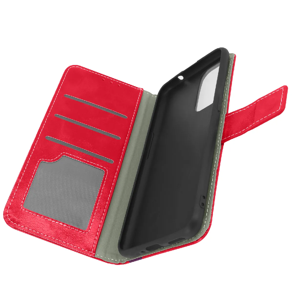Étui Pour Oppo Find X3 Neo Portefeuille Support Vidéo Fermeture Magnétique Rouge