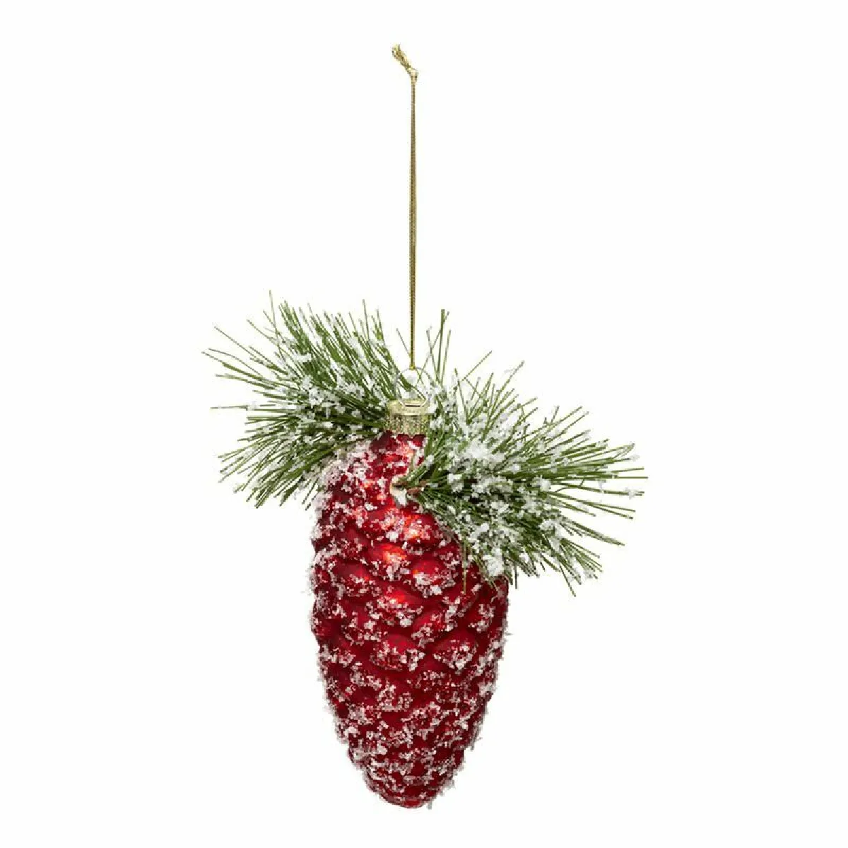 Sujet De Noël Verre 13 Cm Pomme Pin Rouge - Feeric Lights & Christmas