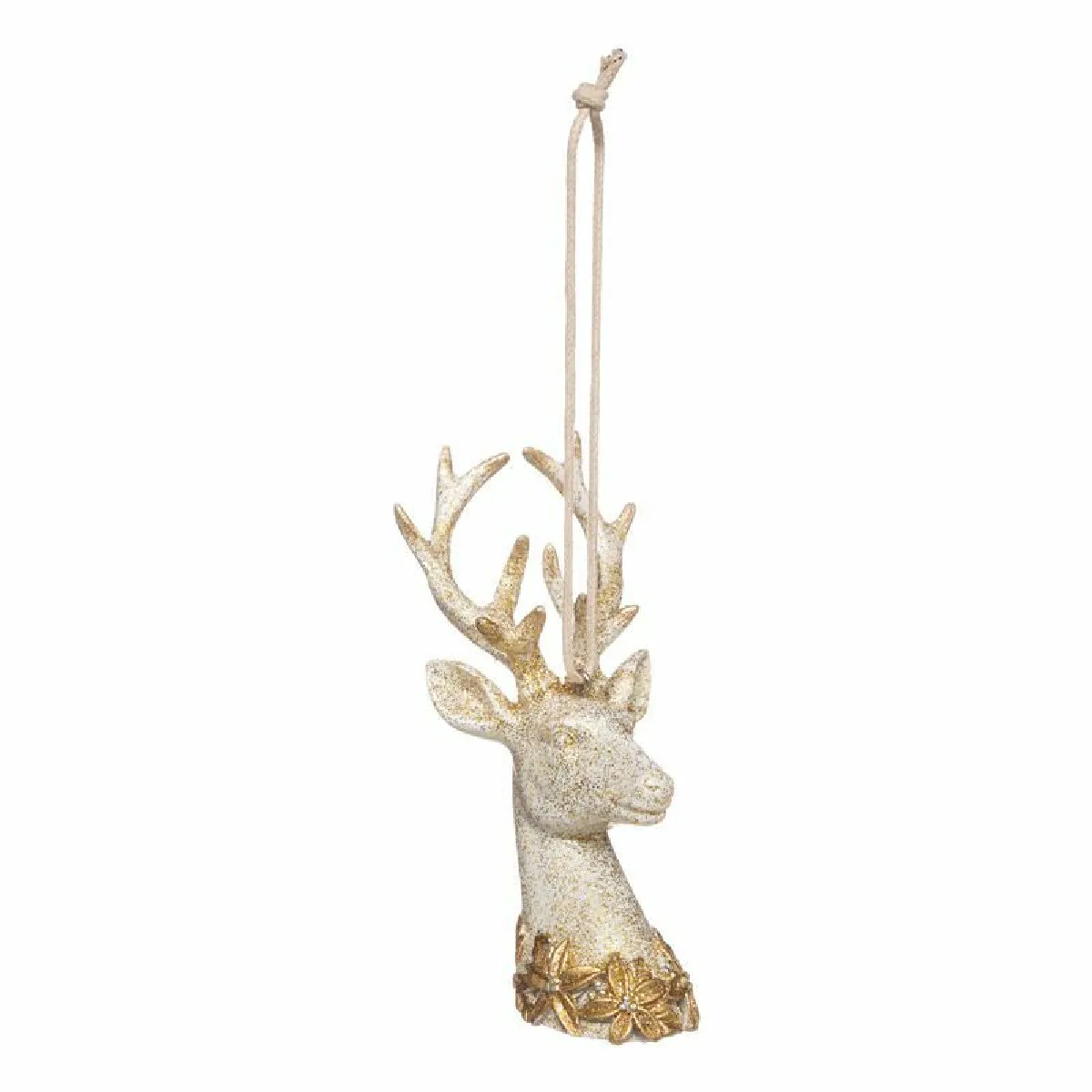 Sujet De Noël Tête De Renne "héritage" 10cm Blanc