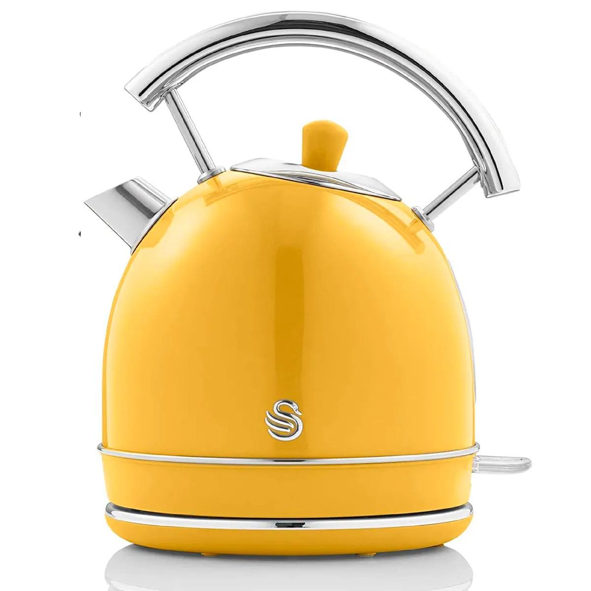 Retro Bouilloire, 1,8 L, Acier Inoxydable Sans Bpa, Résistance Cachée, Sans Fil Swan Sk14630yelneu Jaune 3000w
