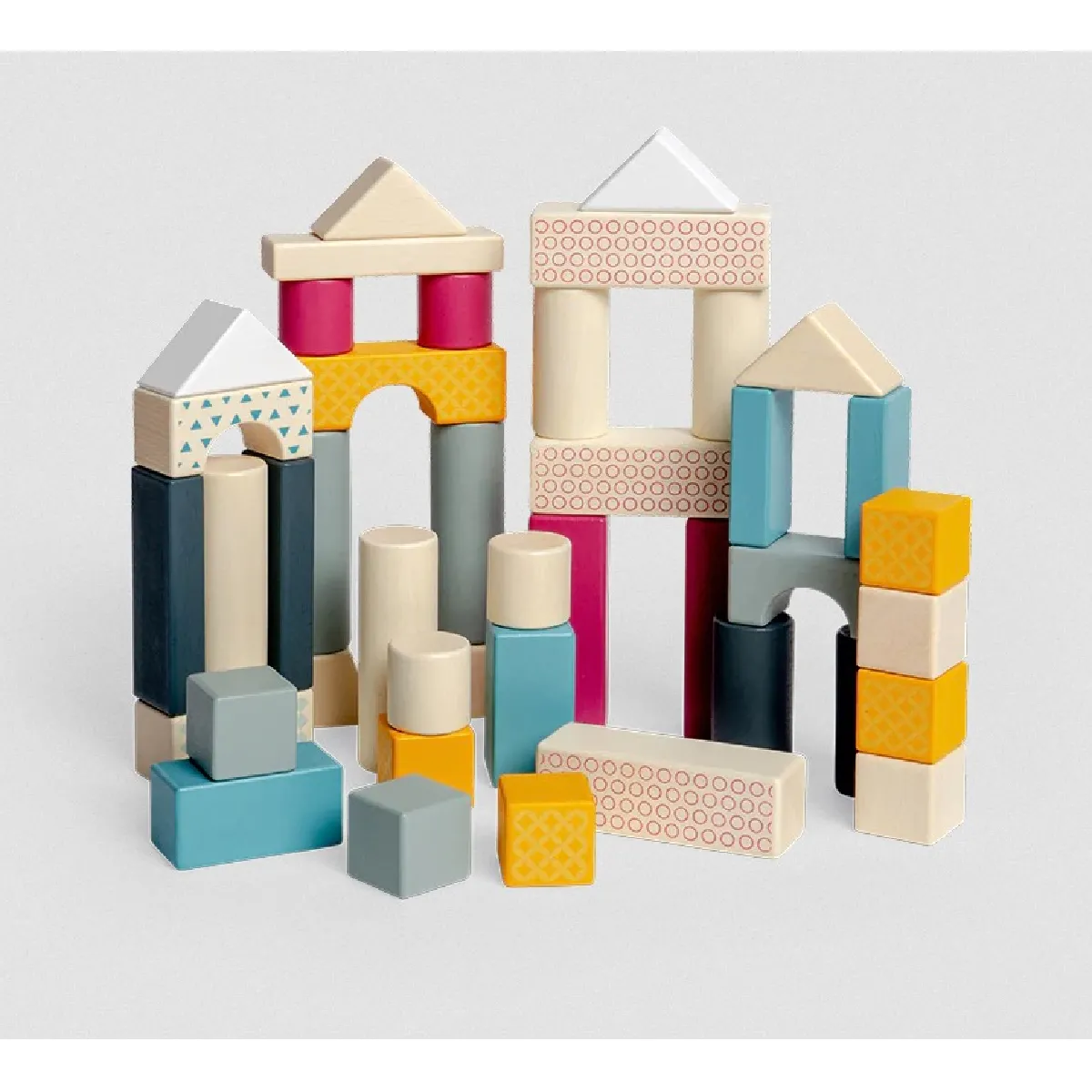 Bigjigs Toys, Tambour De 50 Blocs En Bois, Adapté Aux ges Dès 12 Mois