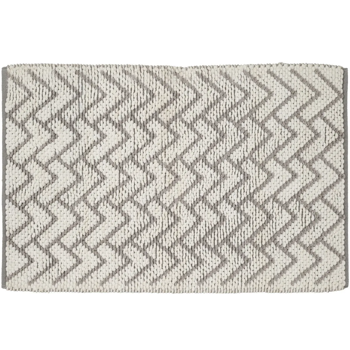 Tapis De Bain En Polycoton Fantaisie Ecru Et Gris 50x80cm