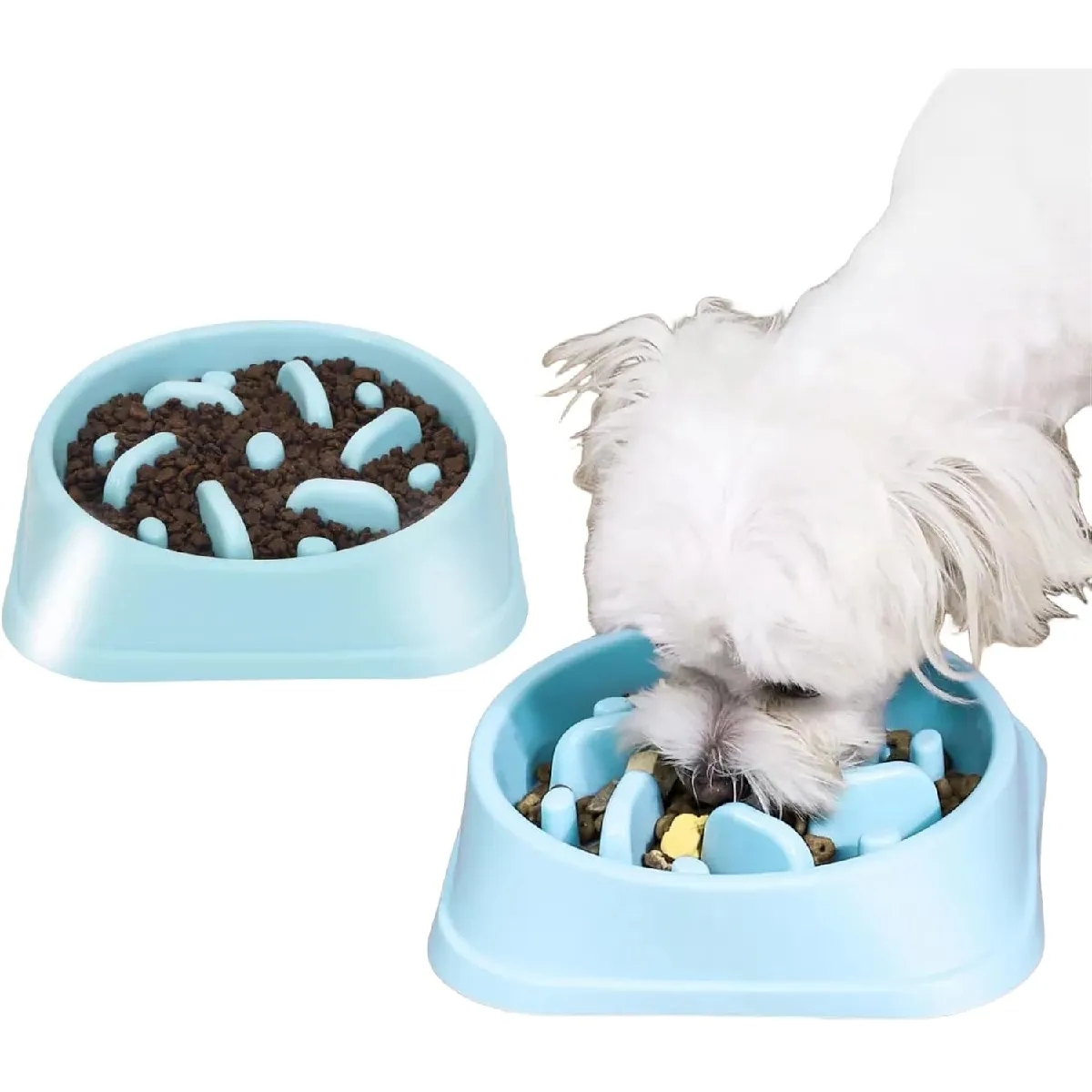 Gamelle Anti Glouton Chien Bleu