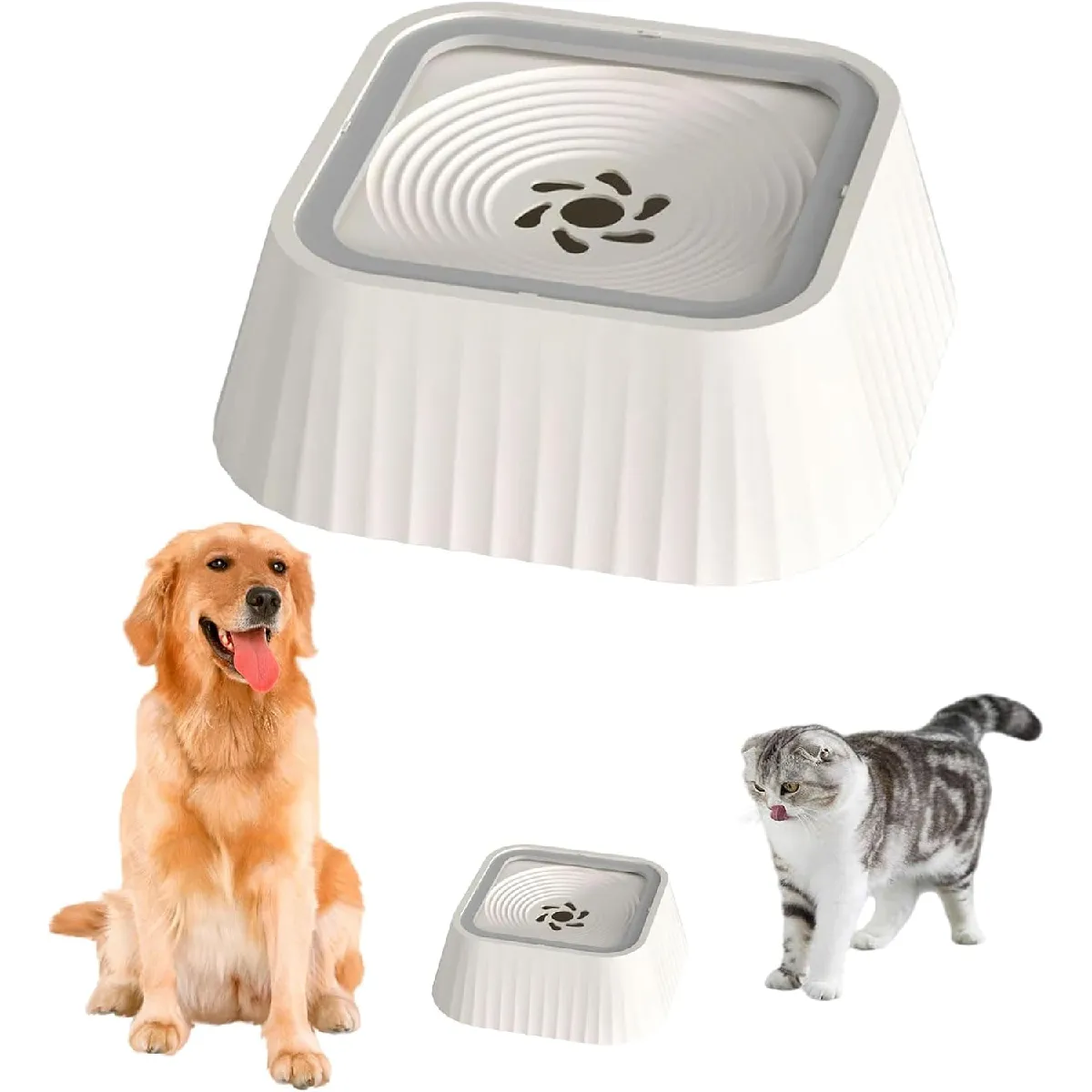 Gamelle À Eau Pour Chien De 1,3l Anti-éclaboussures Blanc