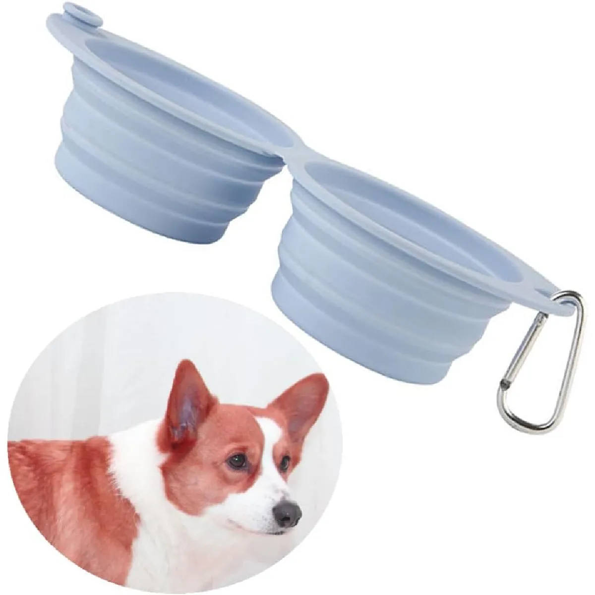 Gamelle Pliable Pour Chien 2 En 1 Bleu