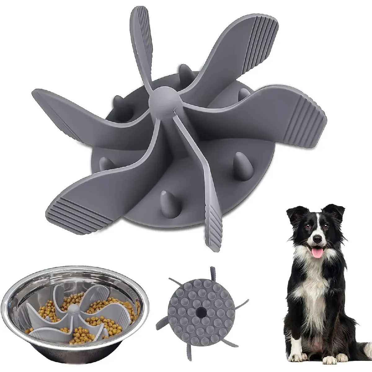 Gamelle Anti Glouton Chien Gris