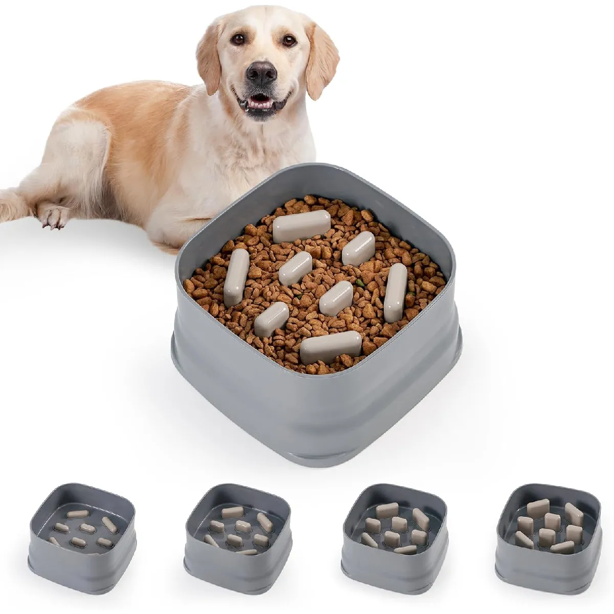Gamelle Anti Glouton Chien Grande Taille Gris