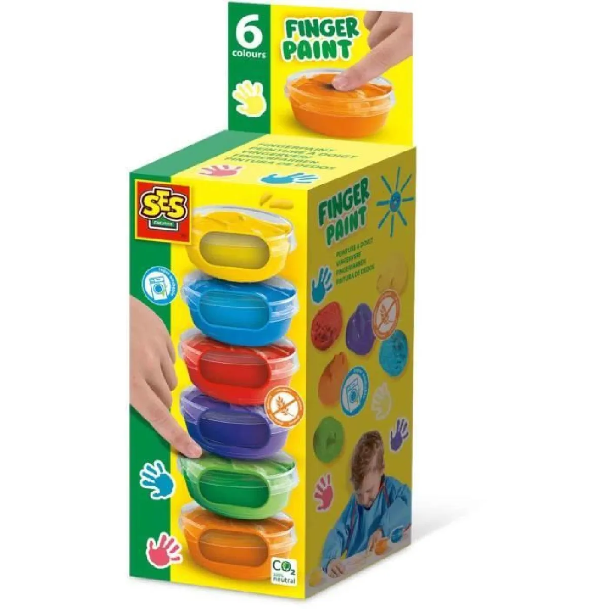 Peinture Au Doigt 6 Couleurs X 45ml - Intensité Des Couleurs Et Facilité De Lavage.