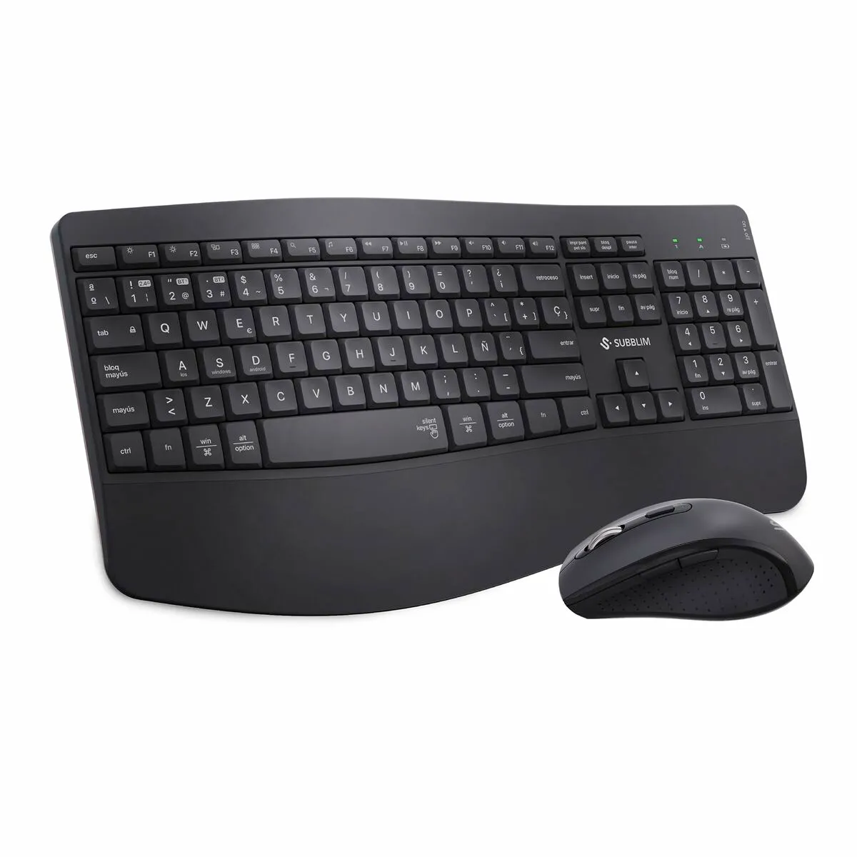 Subblim Subkbc-dcopw2 Clavier Souris Incluse Maison/bureau Rf Sans Fil + Bluetooth Qwerty Espagnole Noir