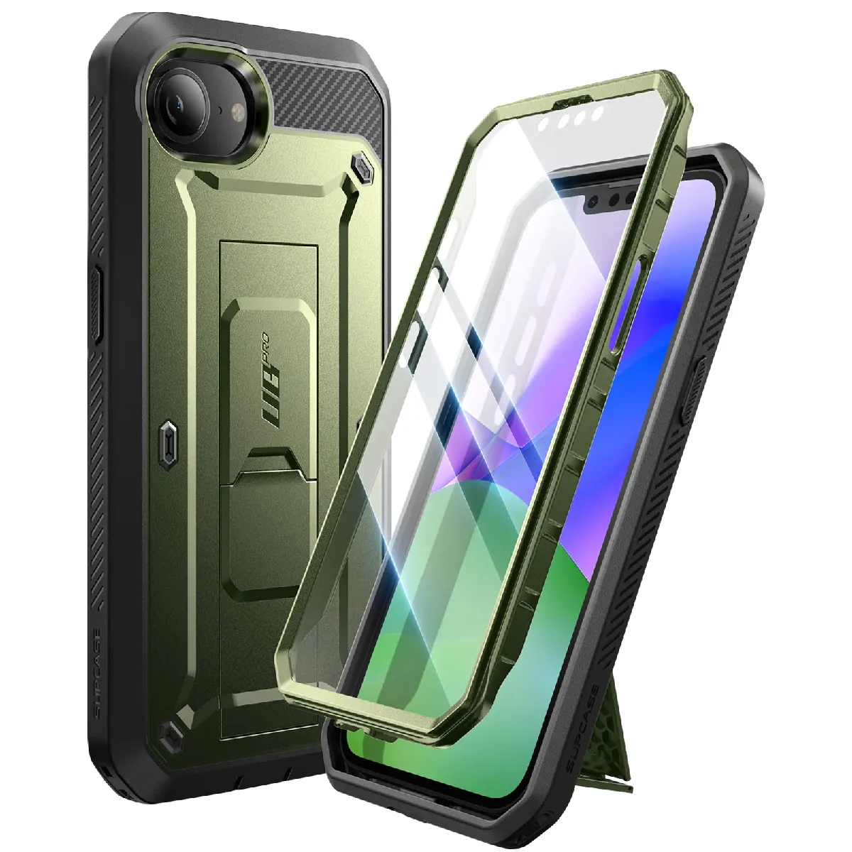 Coque Intégrale Pour Iphone 16e Série Unicorn Beetle Pro Avec Béquille Vert Supcase