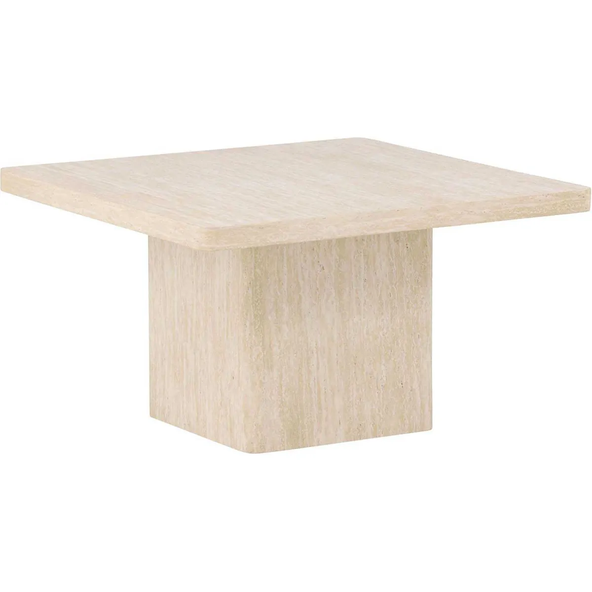 Qvart - Table basse carrée effet travertin 80x80cm - Beige