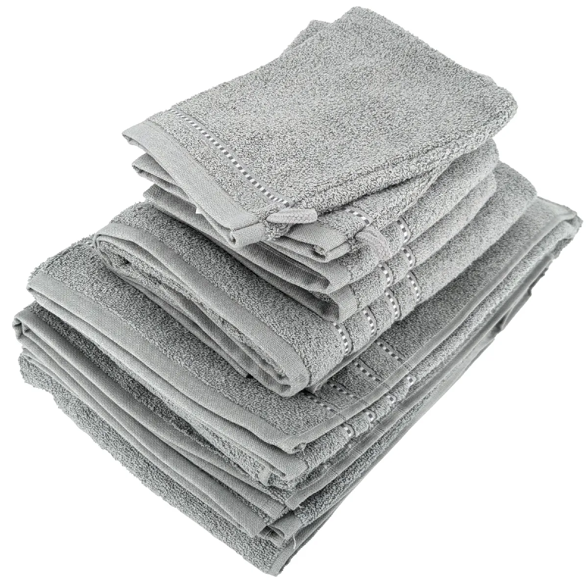 Parure De Bain 6 Pièces Coton 500 G/m² Charm Gris Argent