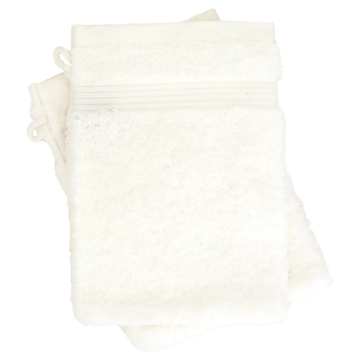 Lot De 2 Gants De Toilette 16x21 Cm Luxor Blanc Crème