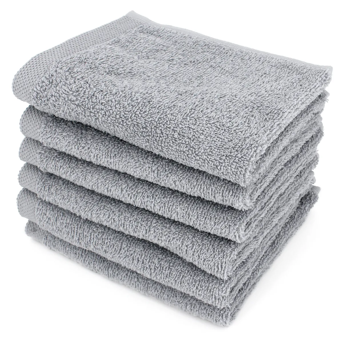 Lot De 6 Serviettes Invité 30x50 Cm Alpha Gris Argent