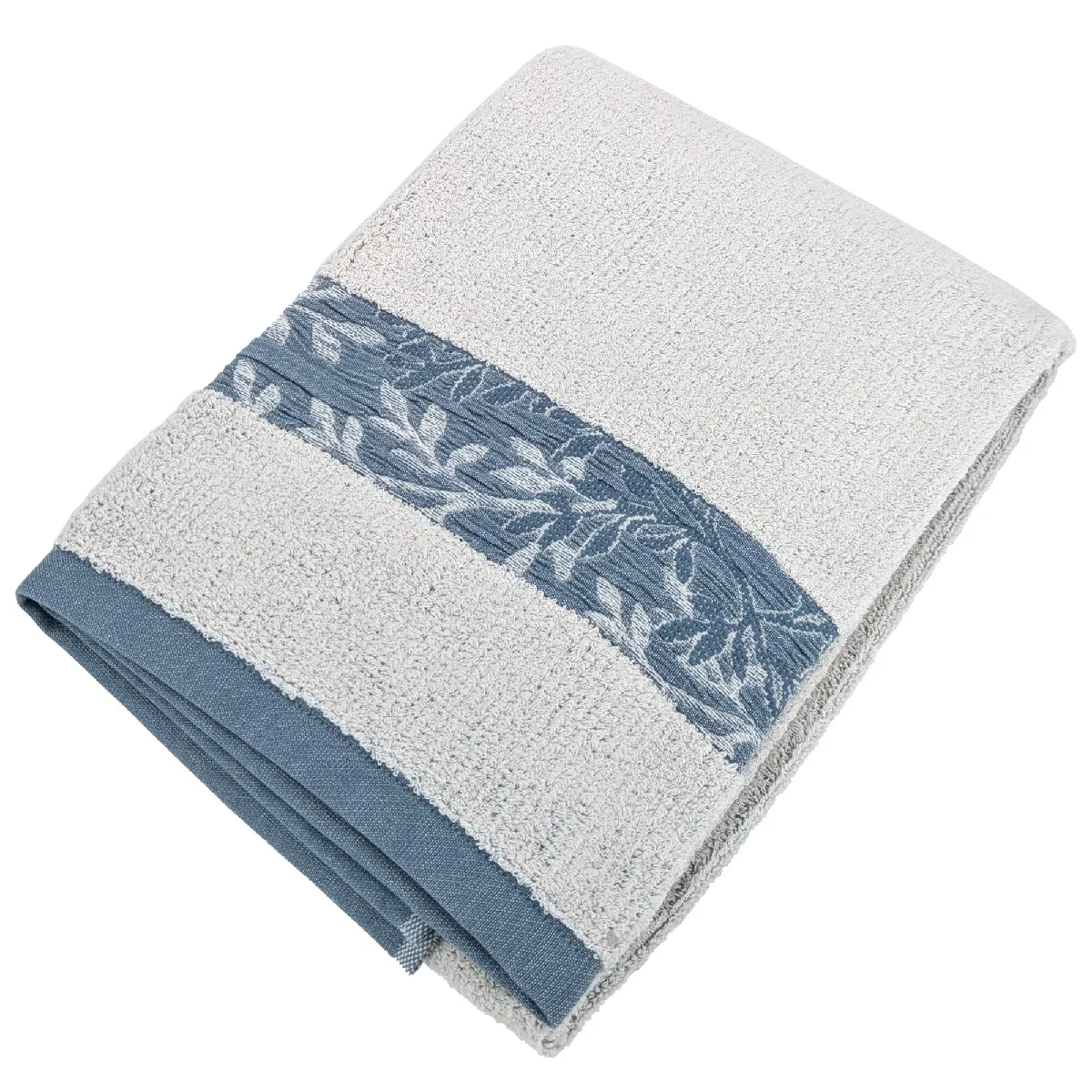 Drap De Bain 100x150 Cm Folium En Coton 520 G/m² Bleu Cérulé