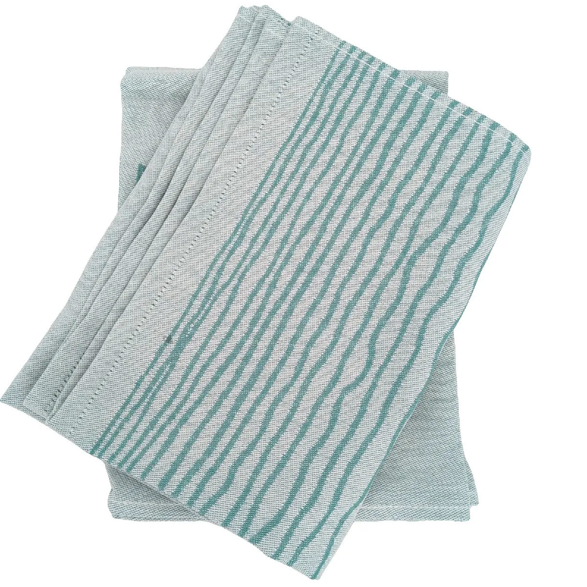 Lot De 2 Torchons De Cuisine Toile 50x70 Cm Collection Nautilus Vert