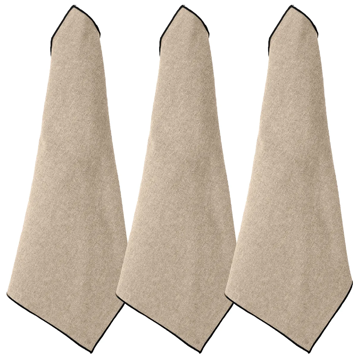 Lot De 3 Torchons De Cuisine Coton 50x70 Cm Hono Beige Sable