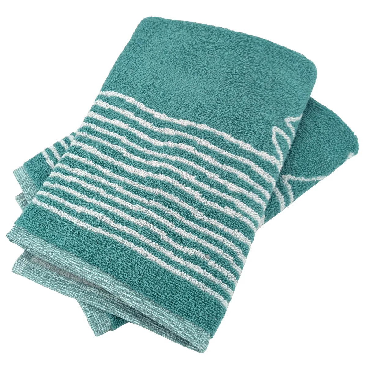 Lot De 2 Torchons De Cuisine Éponge 50x50 Cm Collection Nautilus Vert