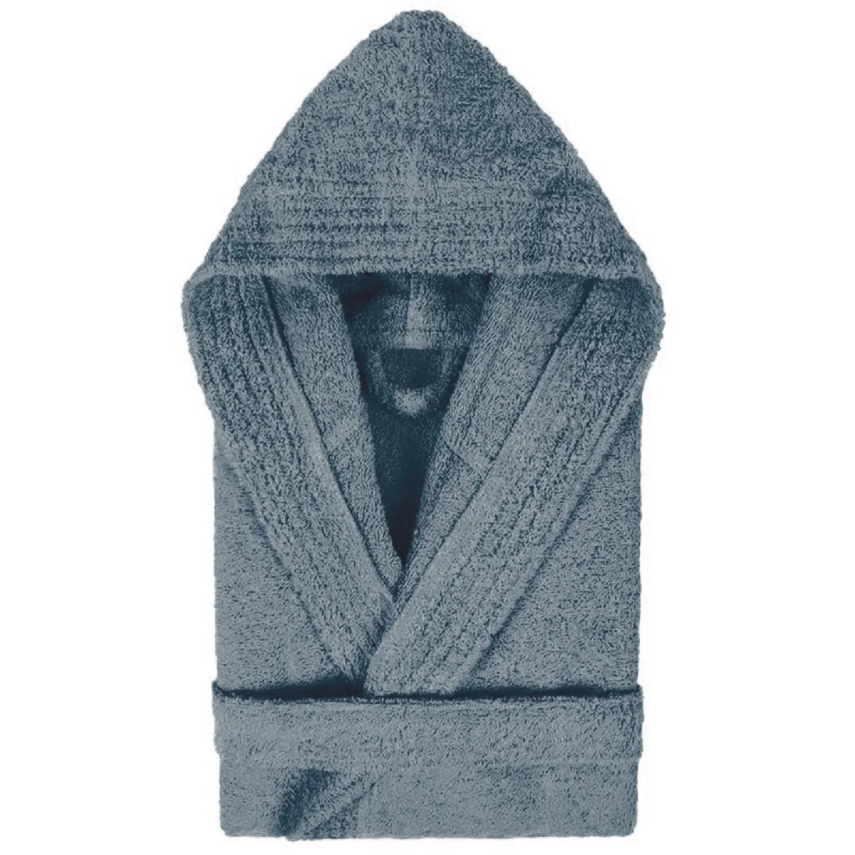Peignoir À Capuche Enfant Pure Coton 12 Ans Gris Acier