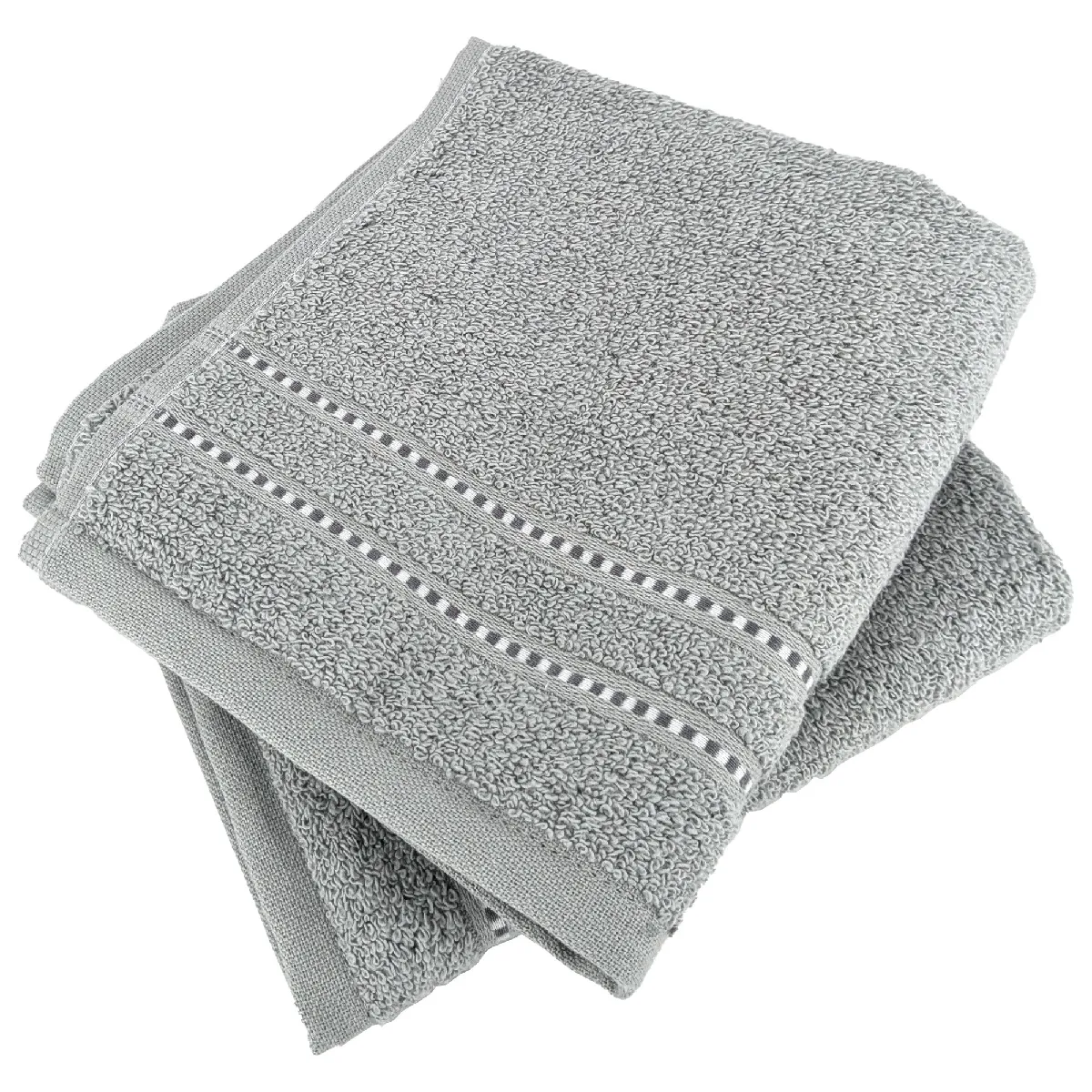 Lot De 2 Serviettes Invités Coton 500 G/m² Charm Gris Argent