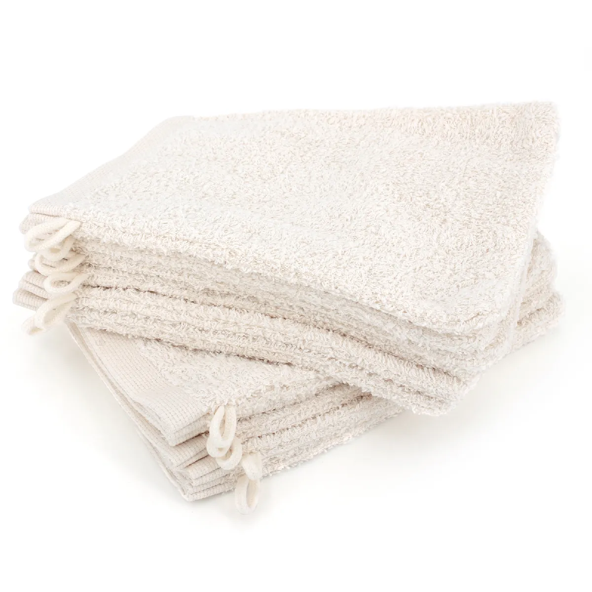 Lot De 12 Gants De Toilette 16x21 Cm Alpha Ivoire