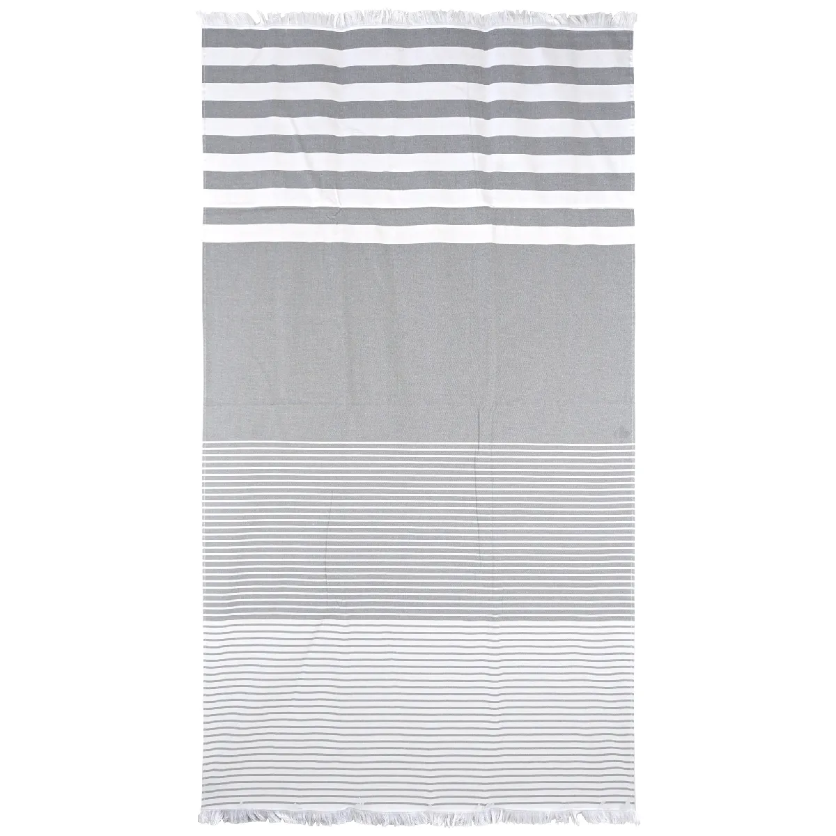Drap De Plage Fouta 100x180 Cm Coton 290 G/m² Liepaja Rayures Grises