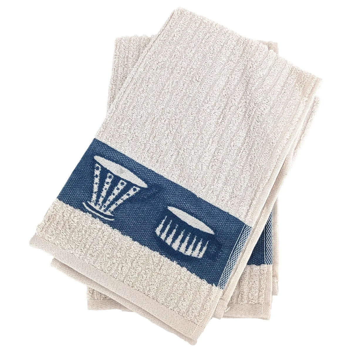 Lot De 2 Torchons De Cuisine Pur Coton 50x50 Cm Delicara Bleu