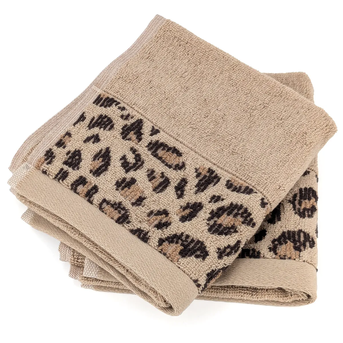 Lot De Deux Serviettes Invités 33x50 Cm Pur Coton Collection Wild Ii Jaune